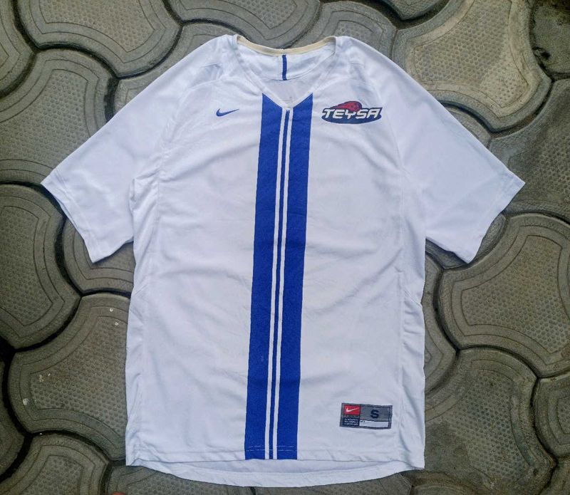 Nike White TEYSA T-Shirt with Blue Stripes