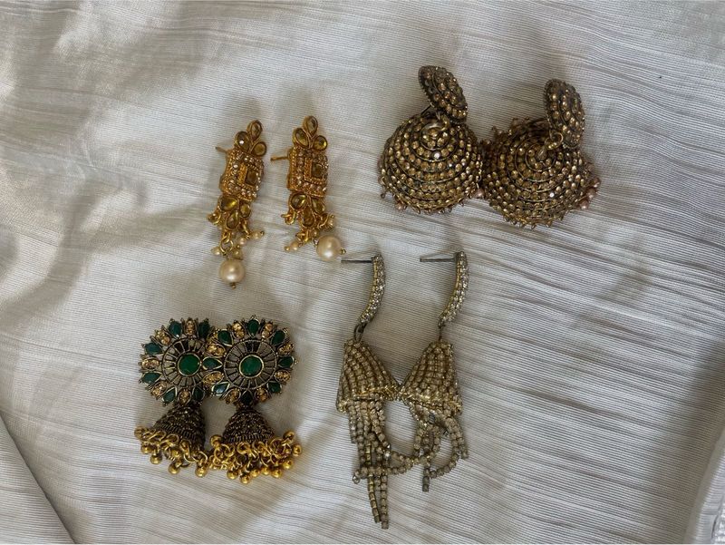 Set of 4 Pairs Indian Earrings