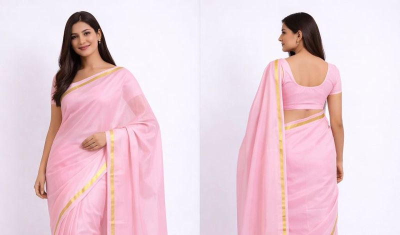 Elegant Pink &amp; Gold Saree