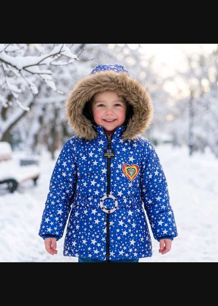 Cute Blue Star Puffer Jacket