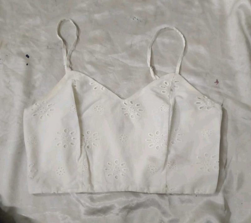 White  Crop Top