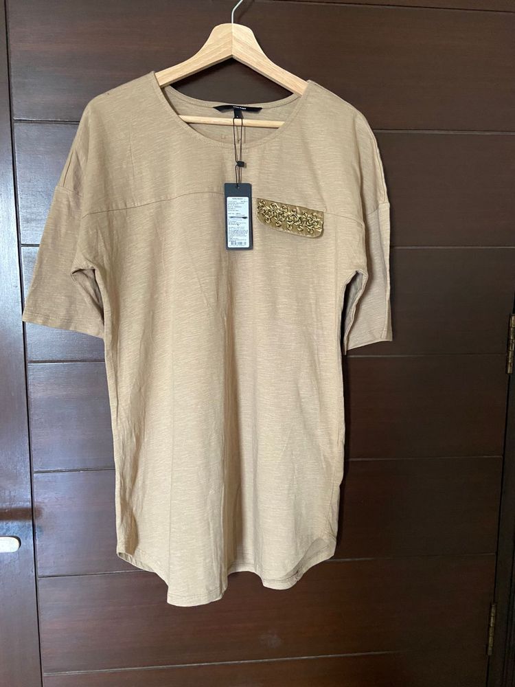 Chic Beige Tunic with Embellished detailing (L)