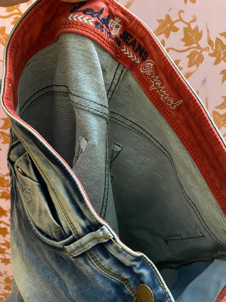 Zedd original blue washed boot cut jeans pants