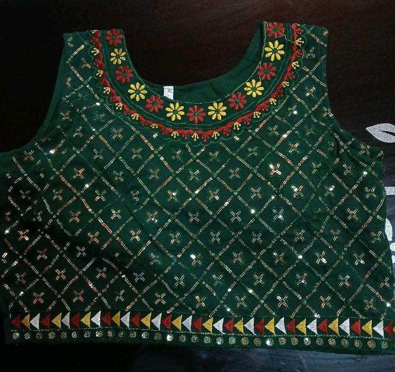 Embellished Emerald Green Blouse