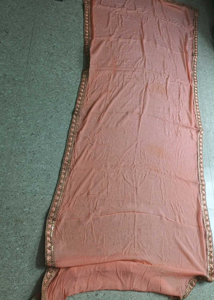 Beautiful Peach Dupatta with Embellished Border