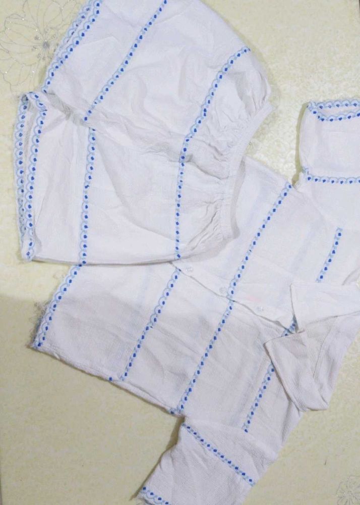 White Cotton Night Suit