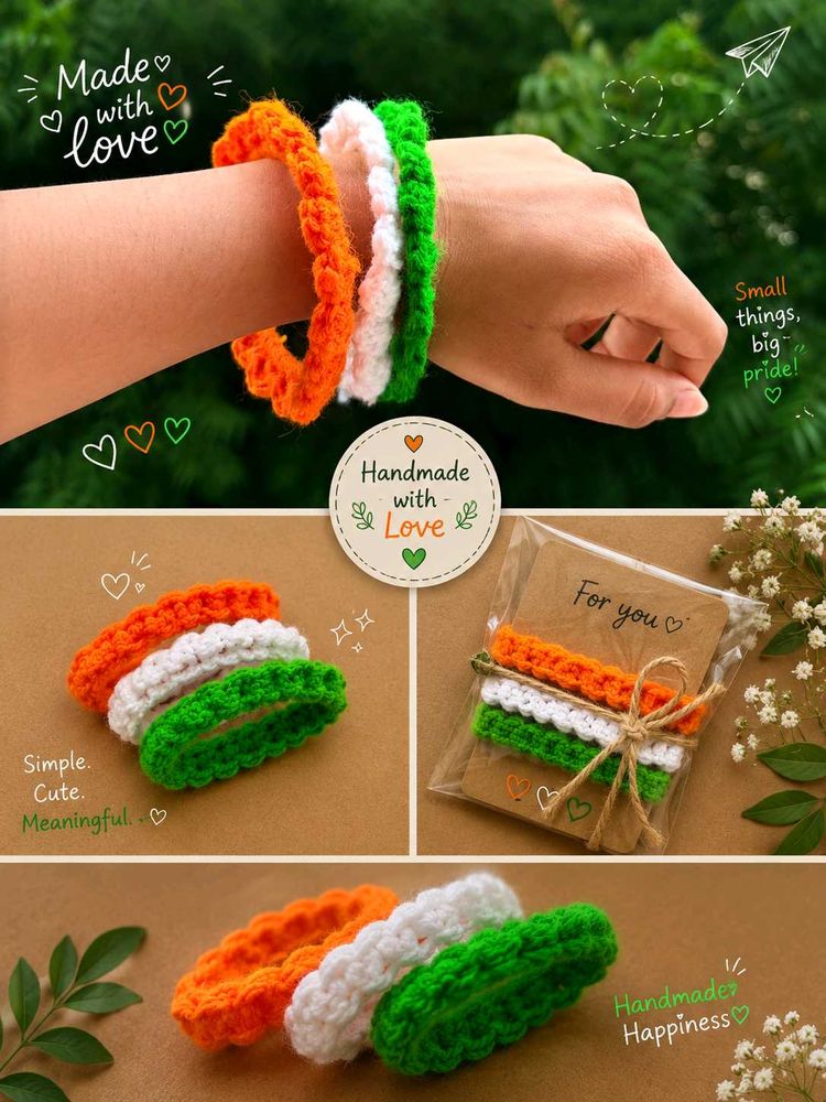 Handmade Tricolor Bangles Set