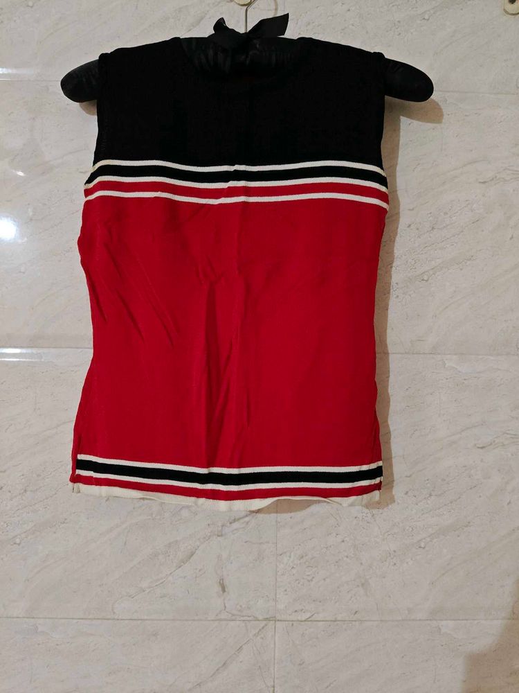 Red &amp; Black Sleeveless Top
