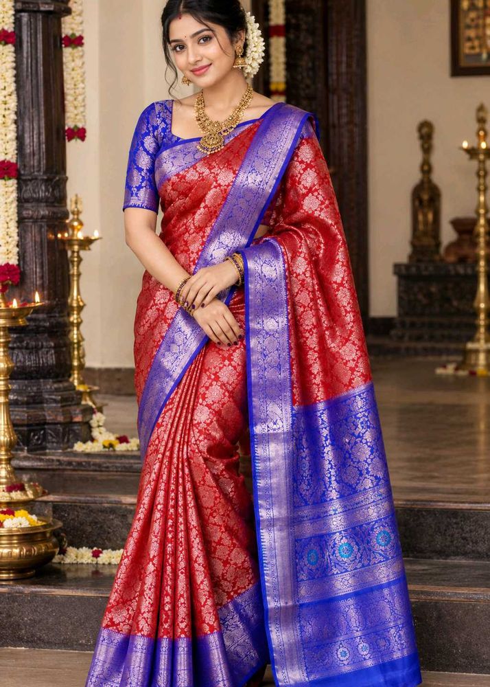 Royal Blue &amp; Red Silk Sarees