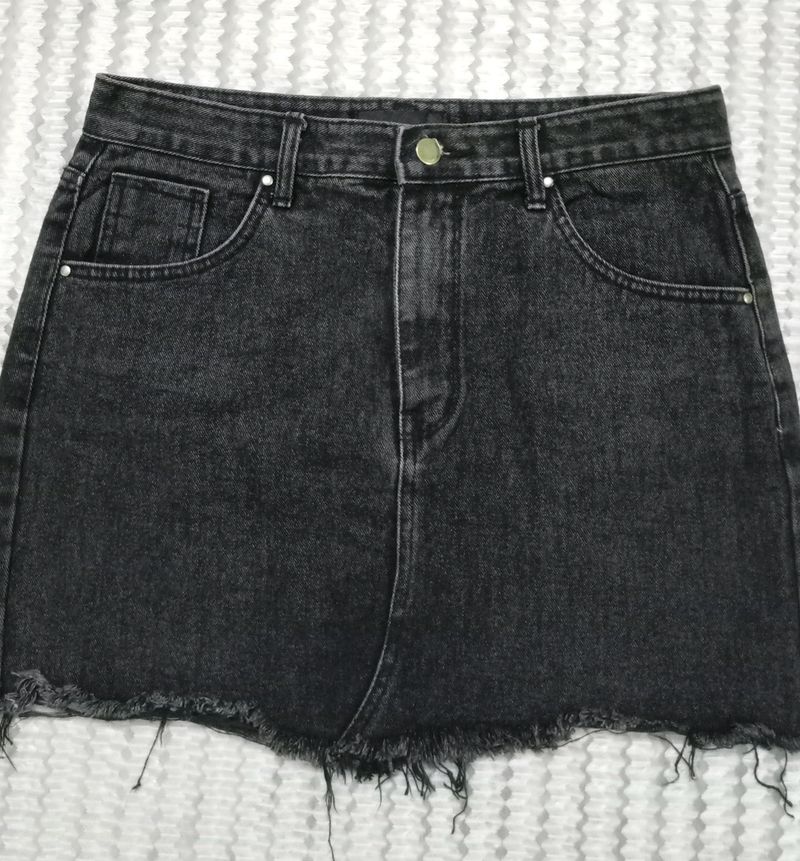 Black Denim Skirt