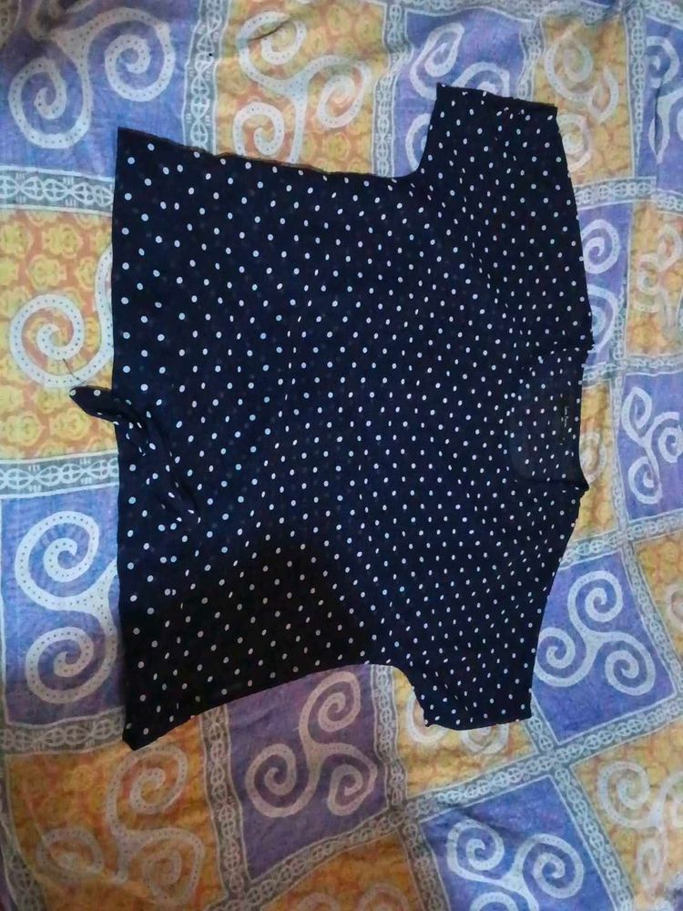 Chic Navy Polka Dot Top
