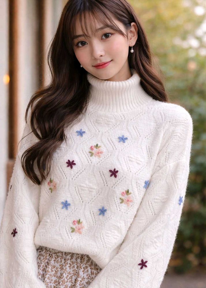 Floral Embroidered Knit Sweater