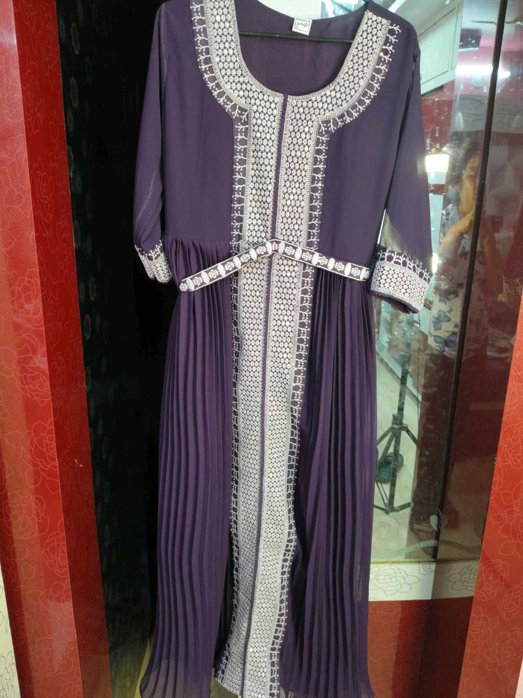 Purple Pleated Maxi Dress