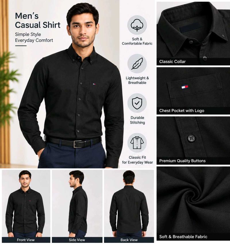Men's Classic Black Casual Shirt