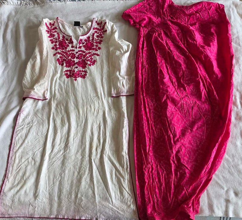 Vibrant Pink &amp; white  Patiala Salwar