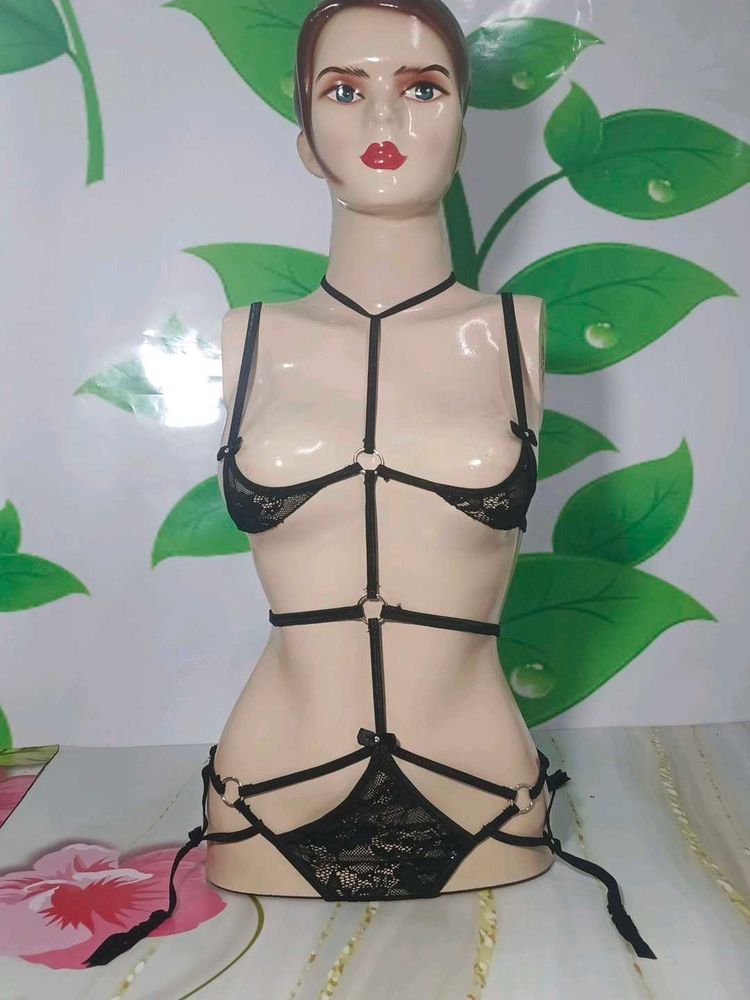 (1403)Black Lingerie Set with Stockings