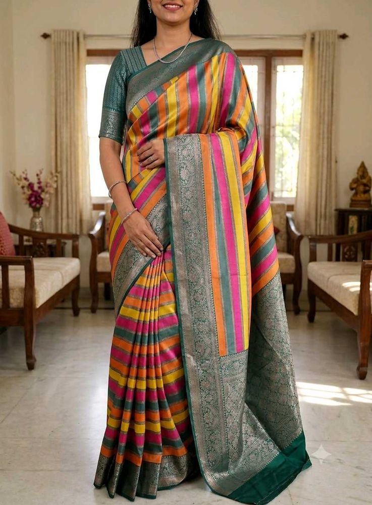 Vibrant Striped Silk Saree