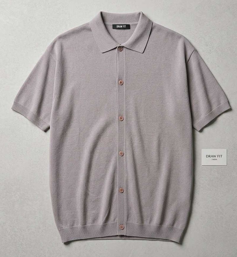DRAW FIT knitted front open shirt