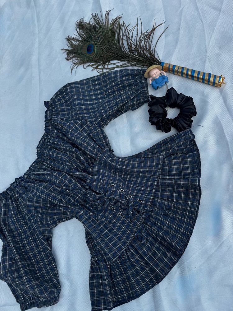 Midnight plaid corset crop top