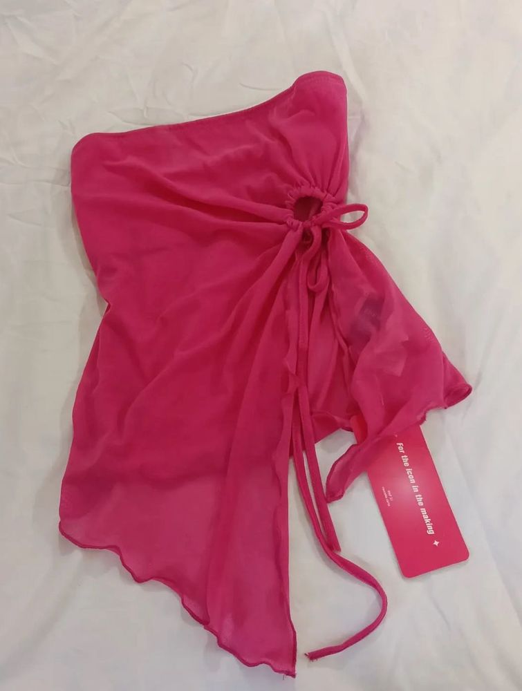 Sheer Pink Top with Tie Detail