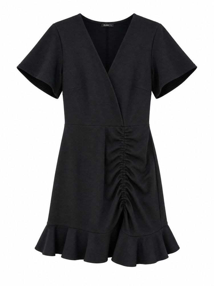 Chic Black Ruched Mini Dress