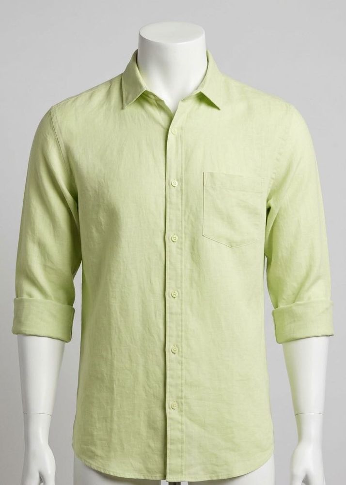 Men's Light Green Linen Shirt