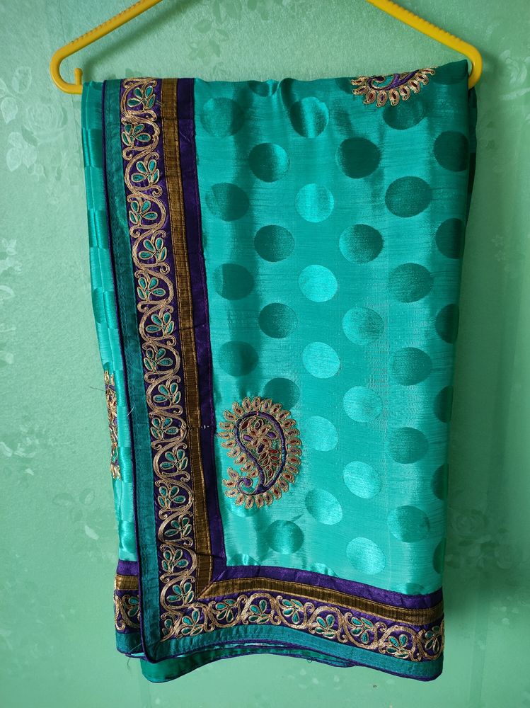 Diwali Offer!! Festive Green Zardosi Sari
