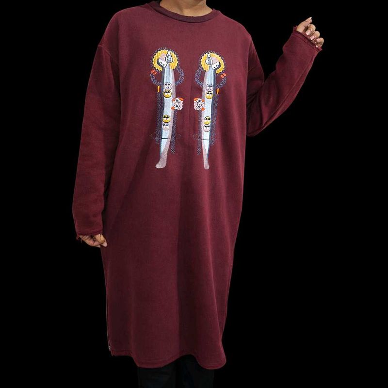 Burgundy Graphic Print T-Shirt Dress