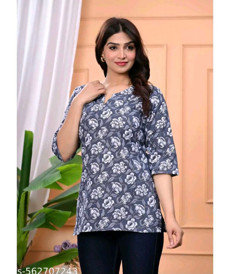 Elegant Floral Print Kurta Top