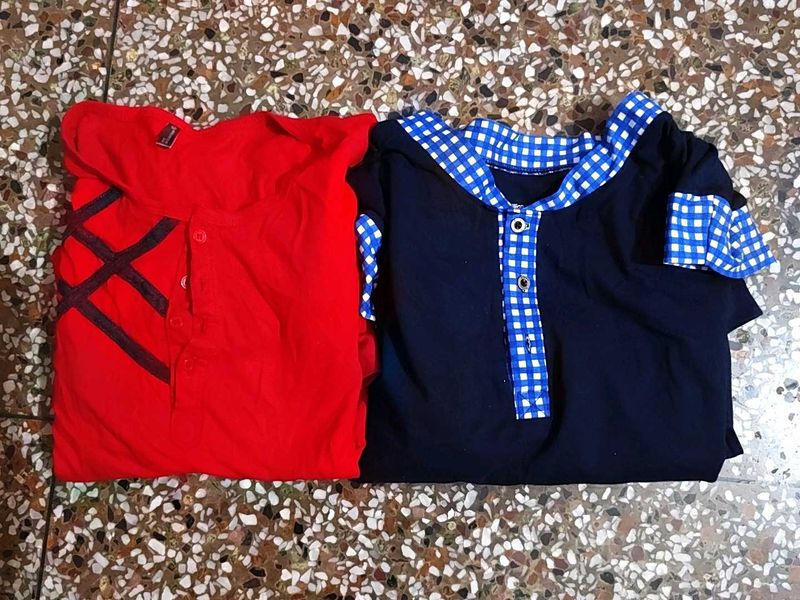 Men's Long Sleeve Blue and Red T shirts