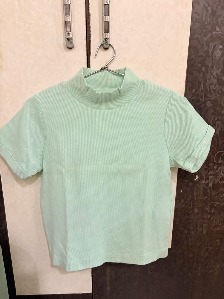 Mint Green Mock Neck Crop Top