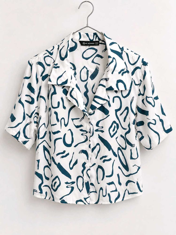 Abstract Print Button-Up Shirt