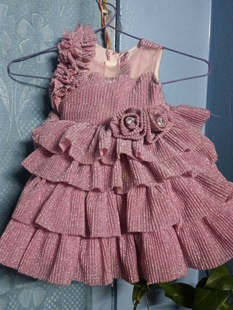 Sparkly Pink Ruffled Party Dress