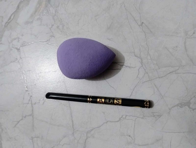 Purple Makeup Blender Sponge &amp; Eyeliner