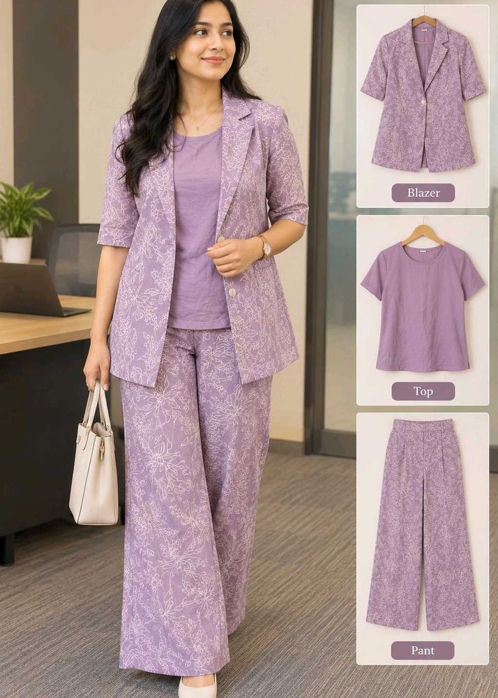 Lavender Print Blazer &amp; Pants Set