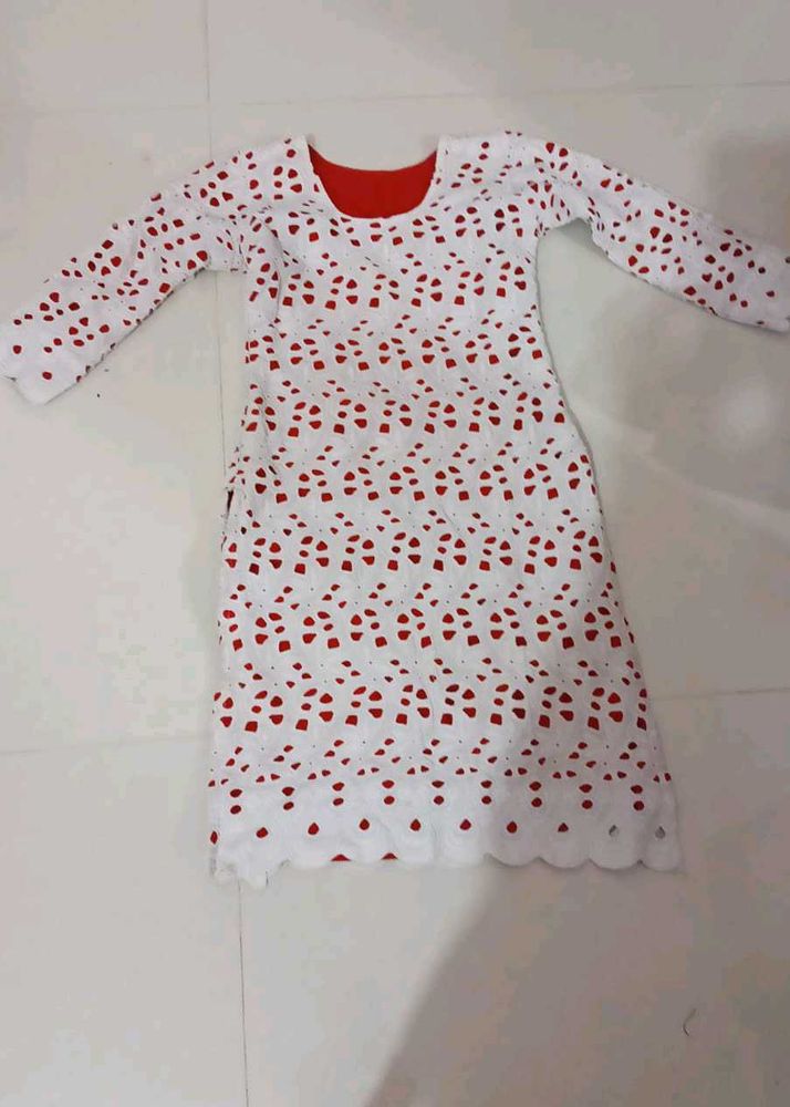 Elegant White Eyelet Kurta