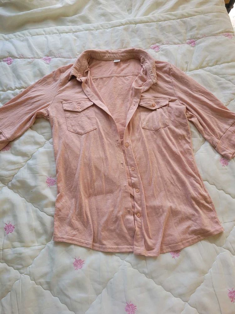 Peach Button-Down Top