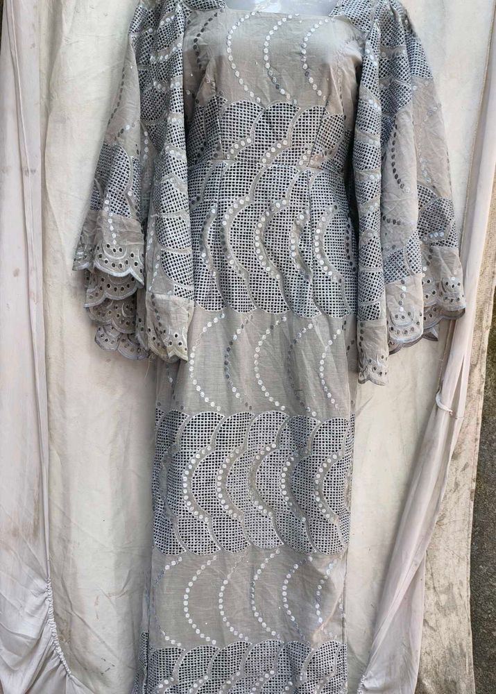 Elegant Grey Embroidered Gown