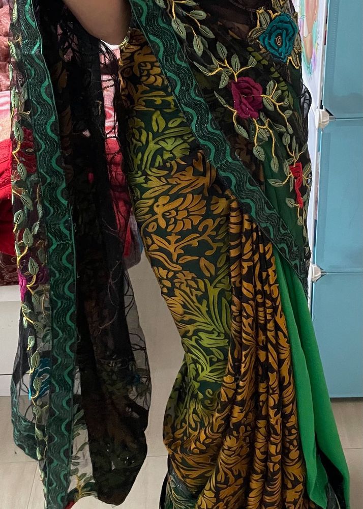 Floral Embroidered Saree