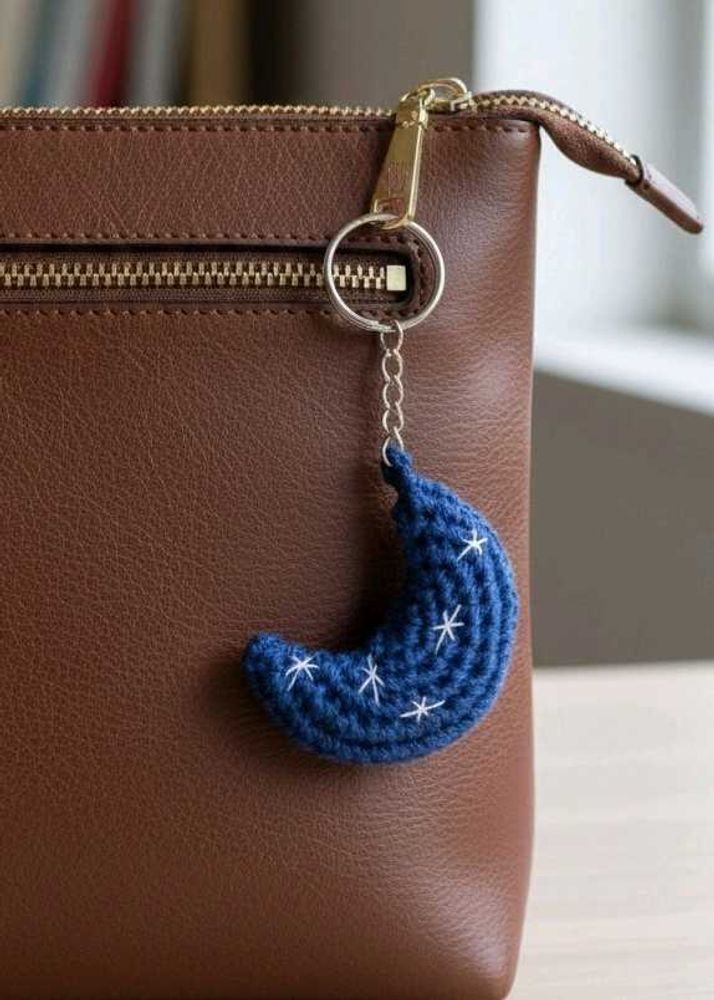 Crochet Moon keychain