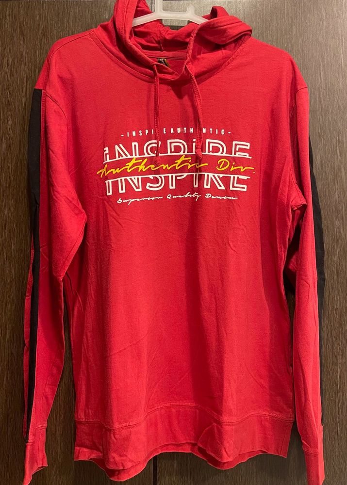 Gritstones Red Hoodie With Black Stripes
