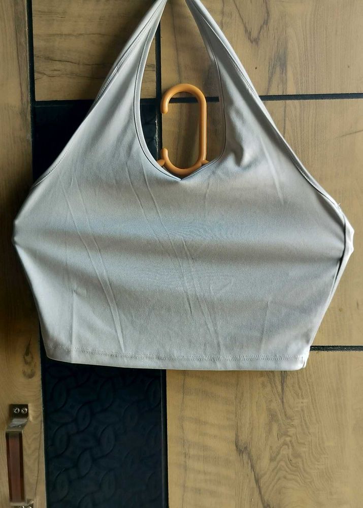 Grey halter neck top