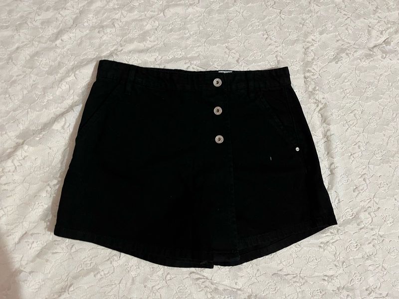 Black Button-Up Skort