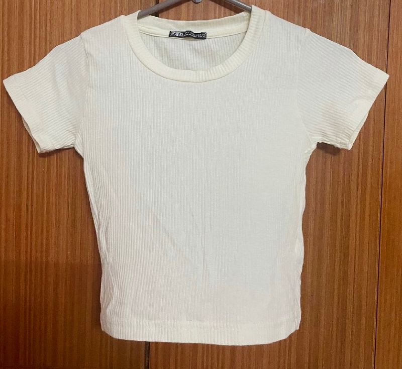 Zara RibbedTop Off White