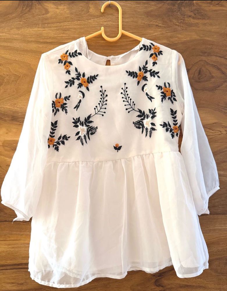 White Embroidered Top