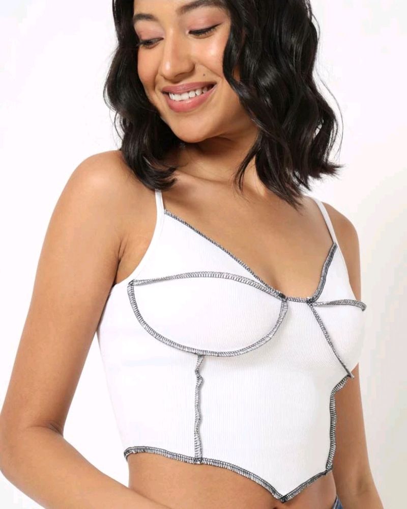 Y2k Ribbed White Inside Out Tank Top