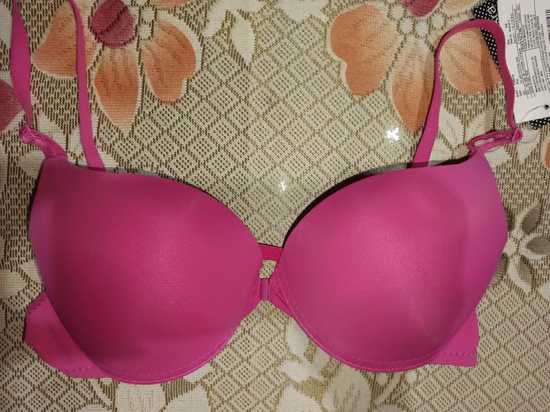 Pink Padded Push-up Bra with open front.
