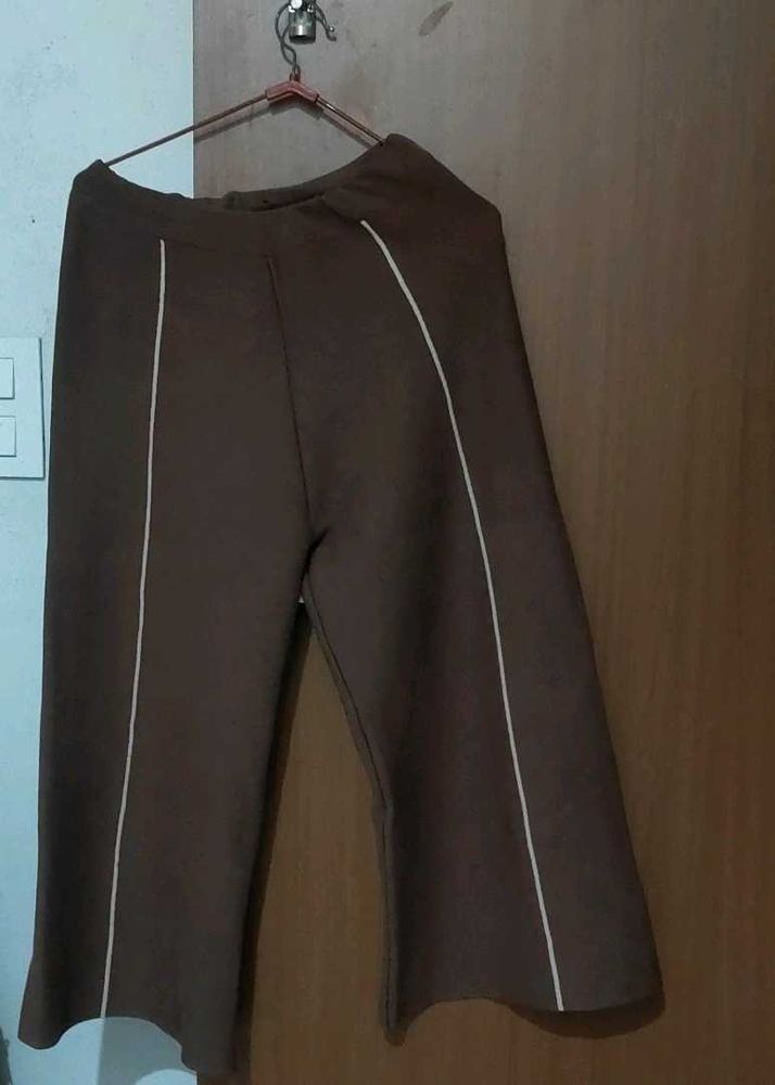 Brown Culottes with White Stripe
