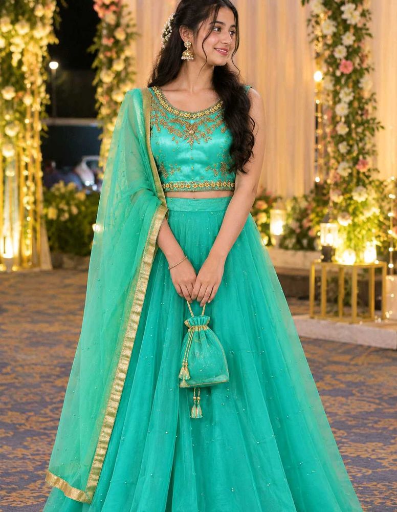 Sea green lehnga choli