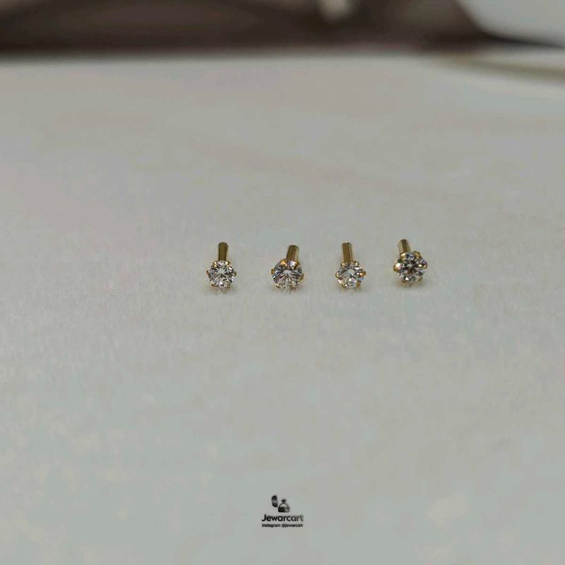 Sparkling Stud Earrings In Real Gold 1Pisce